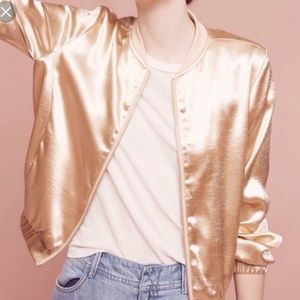 Anthropologie J.O.A Los Angeles Satin Bomber